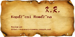 Kopácsi Romána névjegykártya